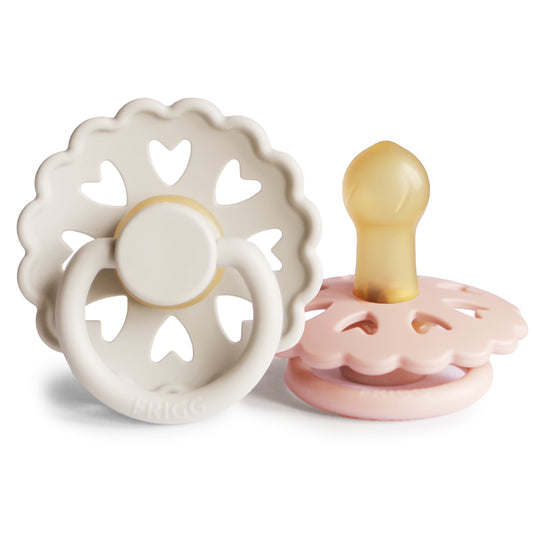 FRIGG Andersen Fairytale Natural Rubber Baby Pacifier 2-Pack (Cream/Blush)