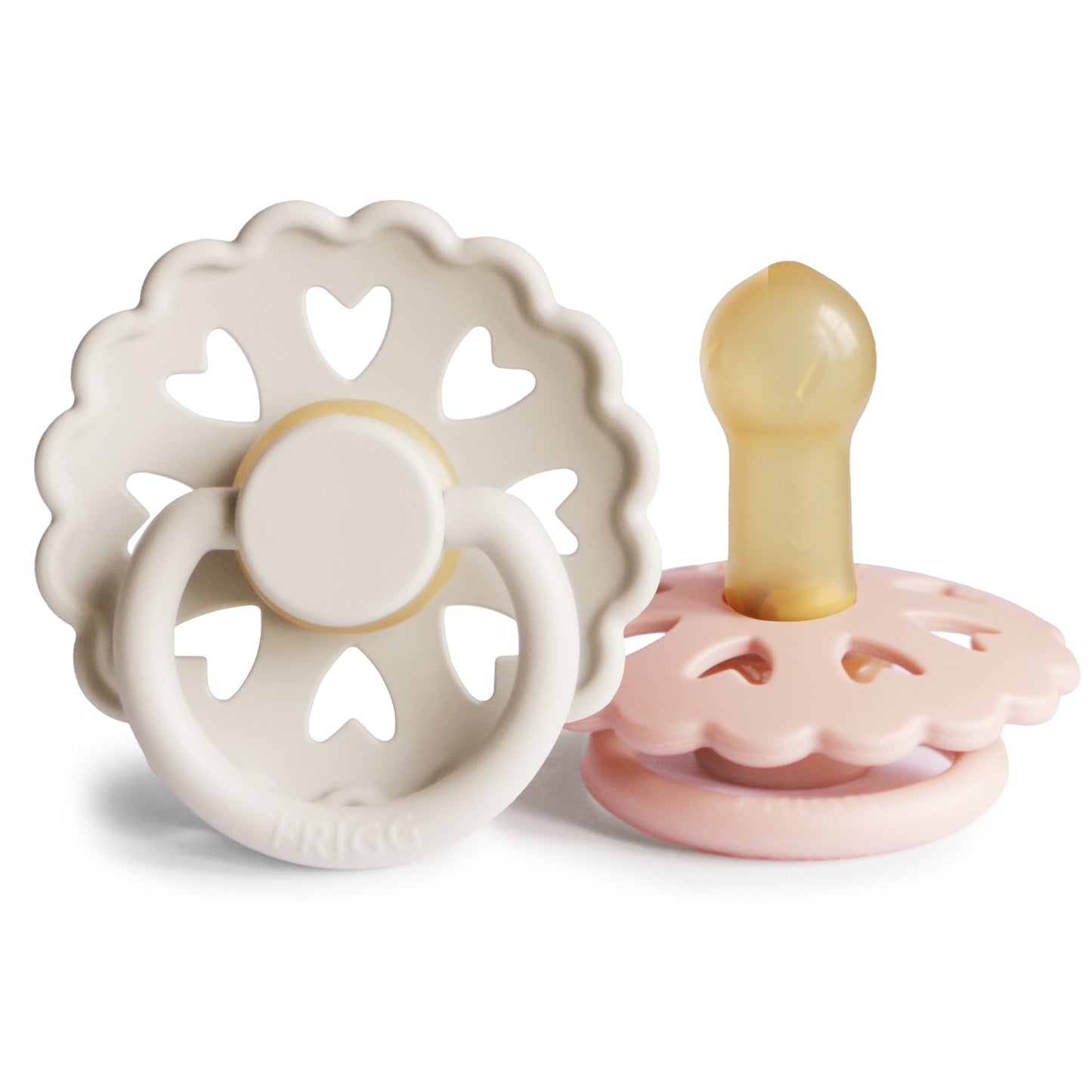 FRIGG Andersen Fairytale Natural Rubber Baby Pacifier 2-Pack (Cream/Blush)