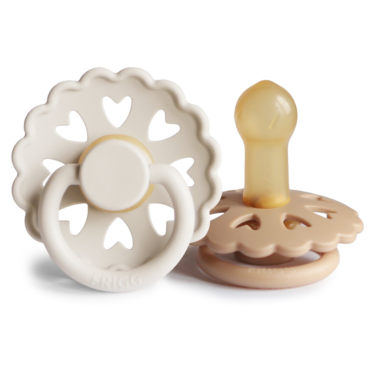 FRIGG Andersen Fairytale Natural Rubber Baby Pacifier 2-Pack (Cream/Silky Satin)