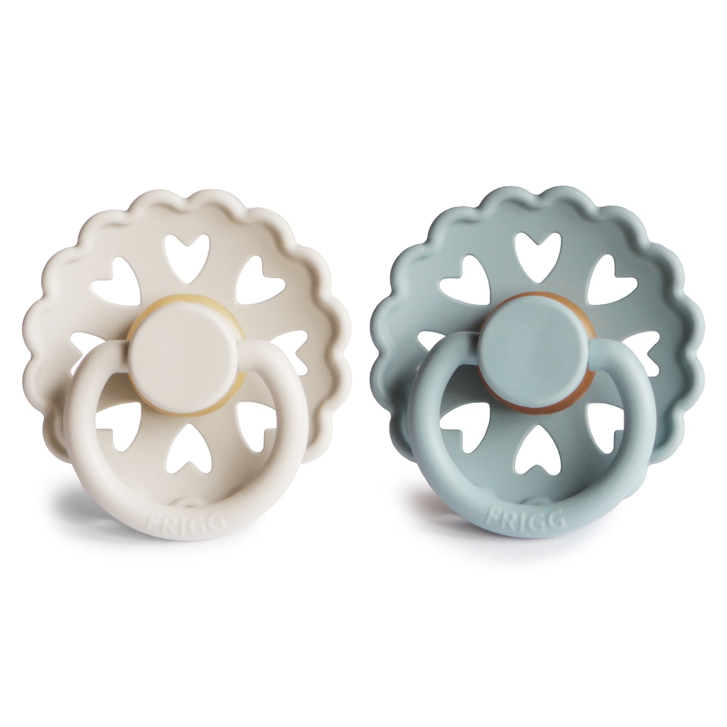 FRIGG Andersen Fairytale Natural Rubber Baby Pacifier 2-Pack (Cream/Stone Blue)