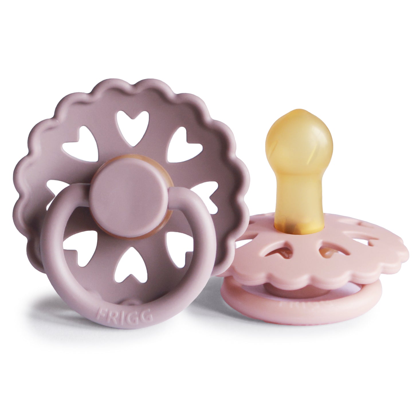 FRIGG Andersen Fairytale Natural Rubber Baby Pacifier 2-Pack (Twilight Mauve/Primrose)