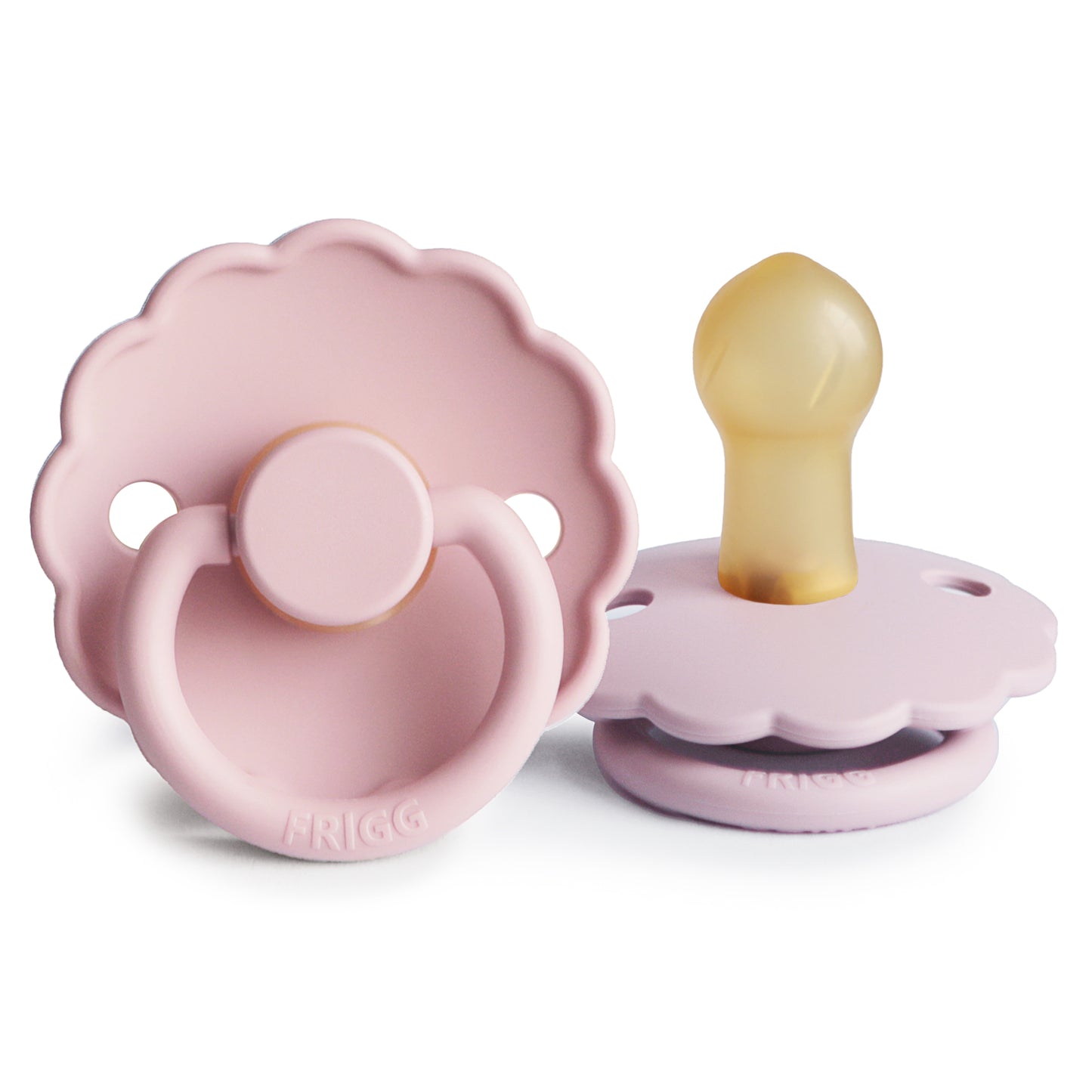 FRIGG Daisy Natural Rubber Pacifier 2-Pack (Baby Pink/Soft Lilac)