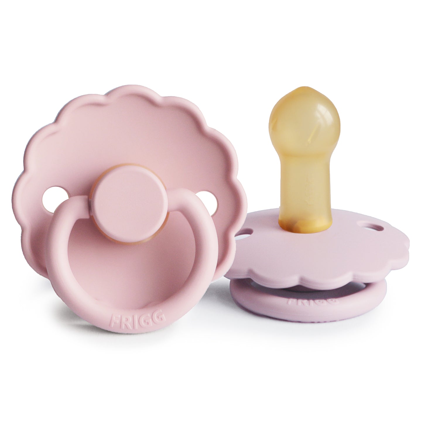 FRIGG Daisy Natural Rubber Pacifier 2-Pack (Baby Pink/Soft Lilac)