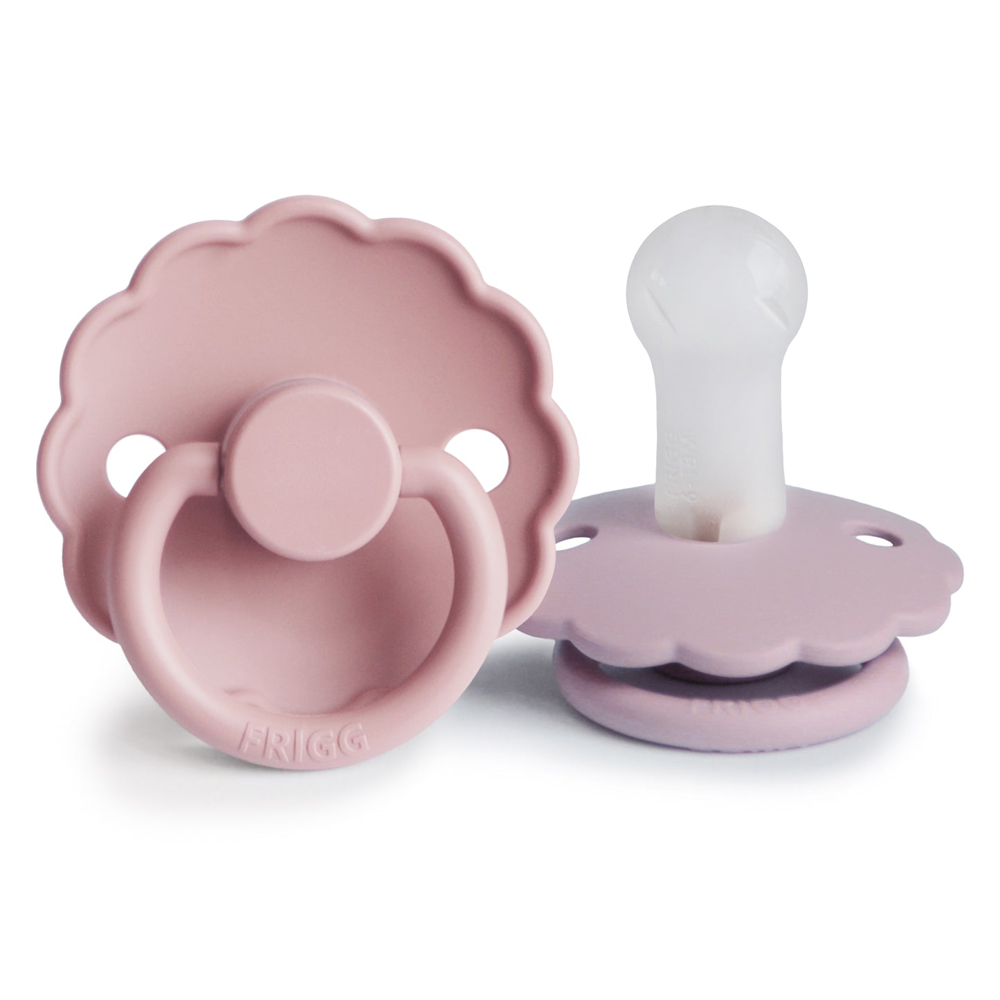 FRIGG Daisy Silicone Pacifier 2-Pack (Baby Pink/Soft Lilac)