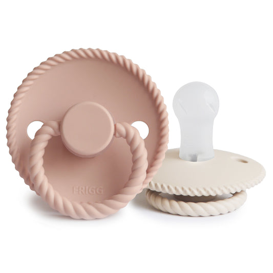 FRIGG Rope Silicone Baby Pacifier 2-Pack (Blush/Cream)