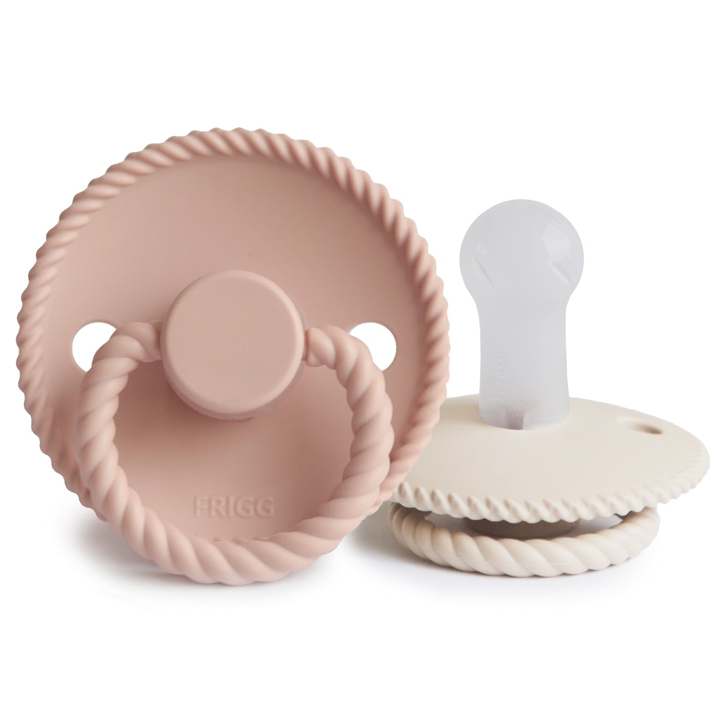 FRIGG Rope Silicone Baby Pacifier 2-Pack (Blush/Cream)