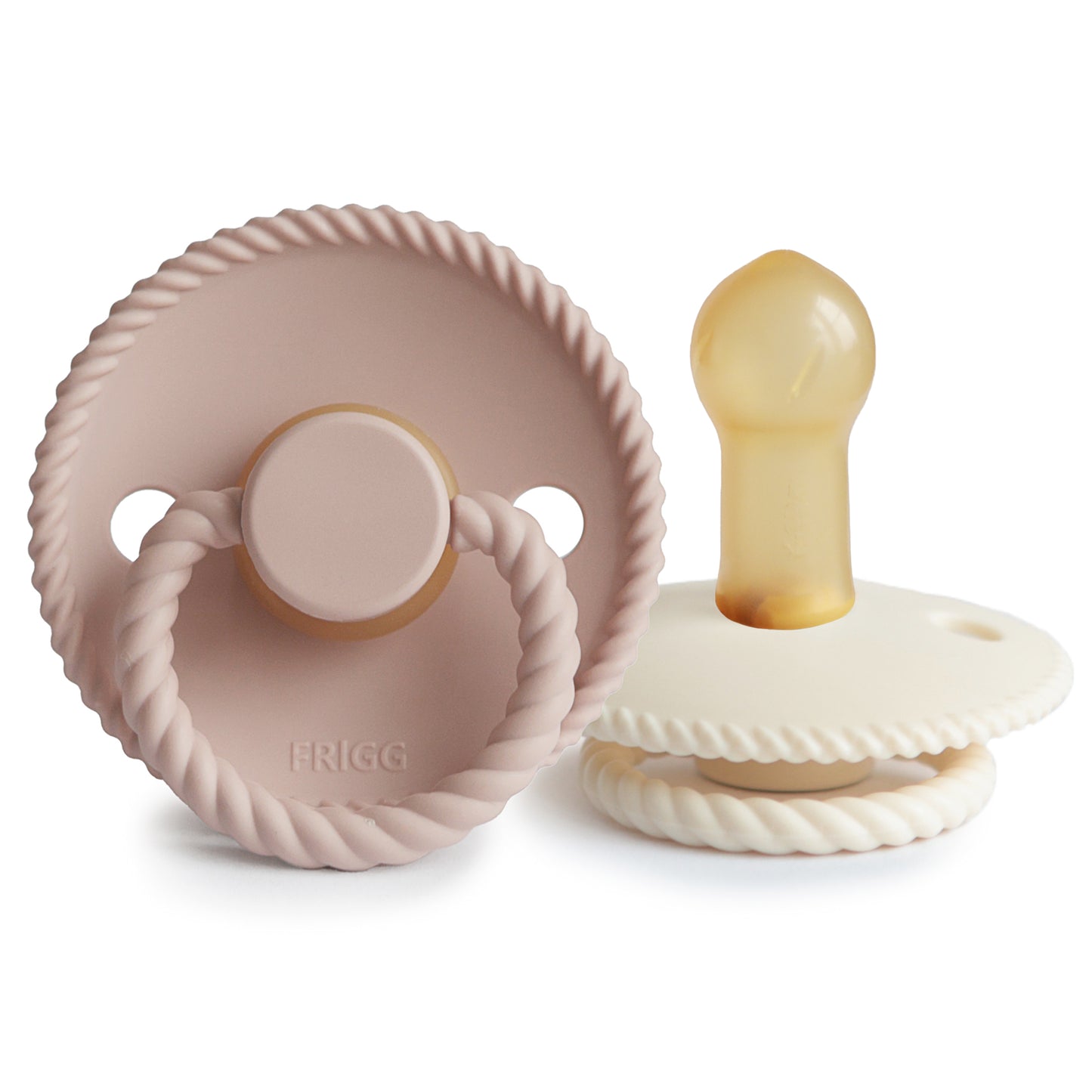 FRIGG Rope Natural Rubber Pacifier 2-Pack (Blush/Cream)