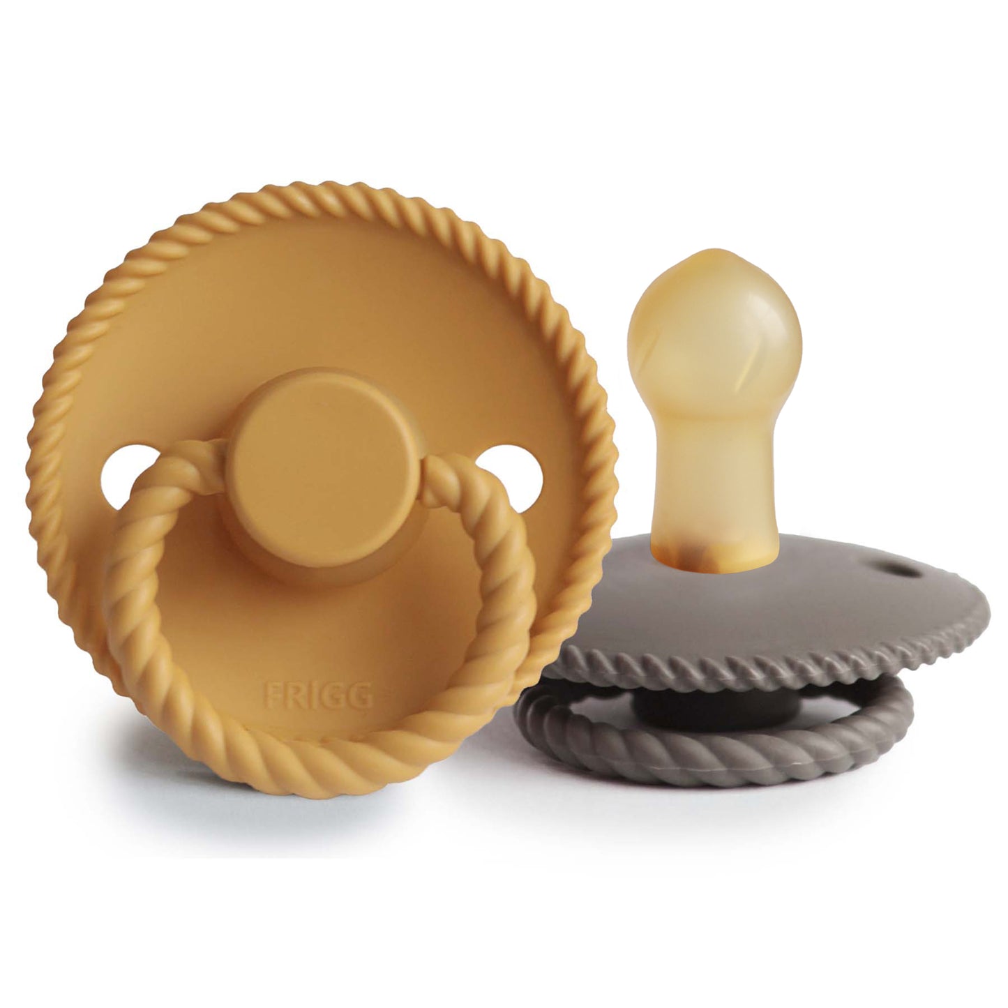 FRIGG Rope Natural Rubber Pacifier 2-Pack (Honey Gold/Portobello)