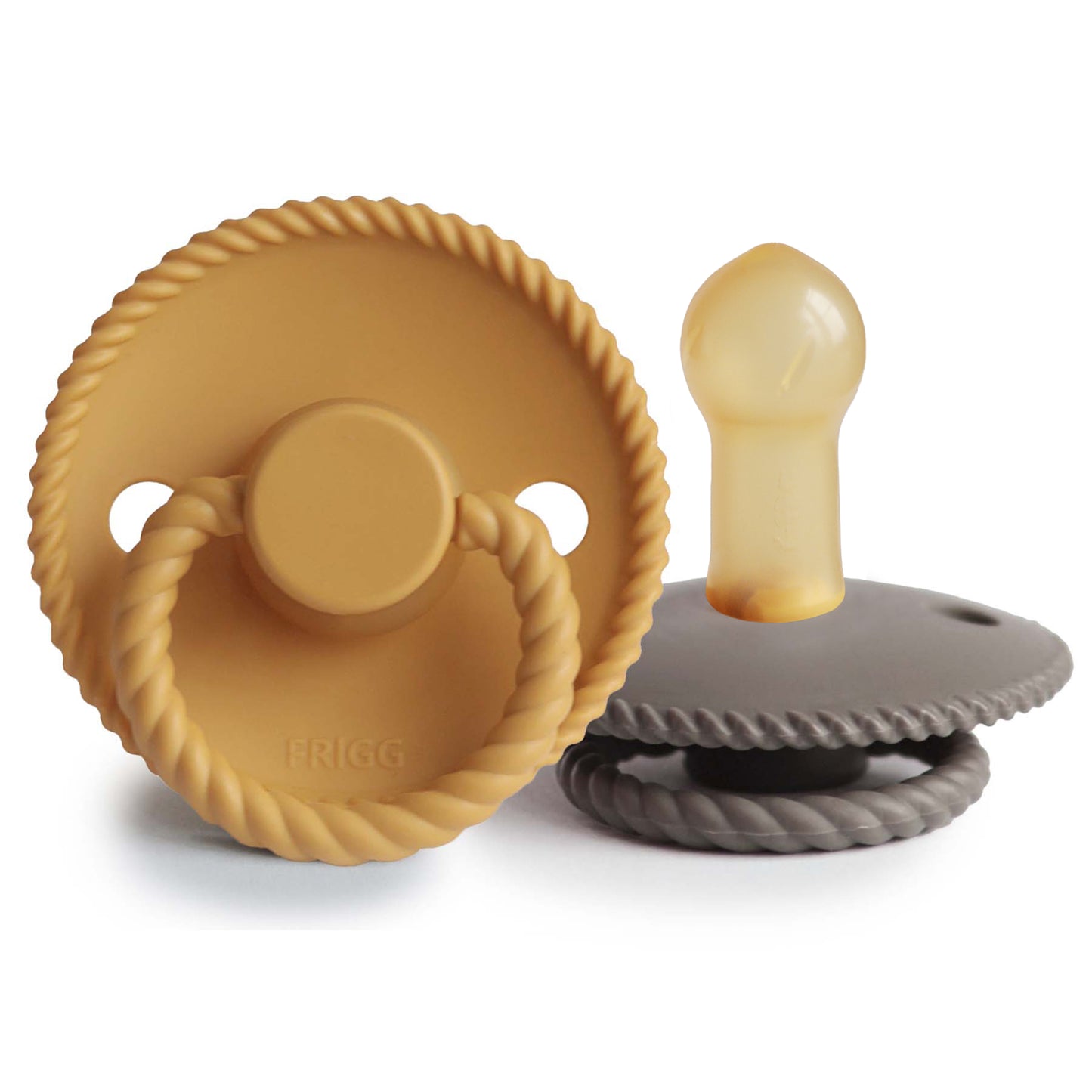 FRIGG Rope Natural Rubber Pacifier 2-Pack (Honey Gold/Portobello)