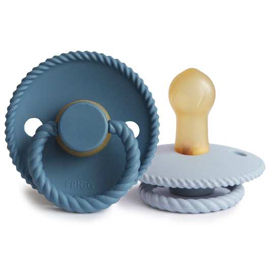 FRIGG Rope Natural Rubber Pacifier 2-Pack (Powder Blue/Ocean View)