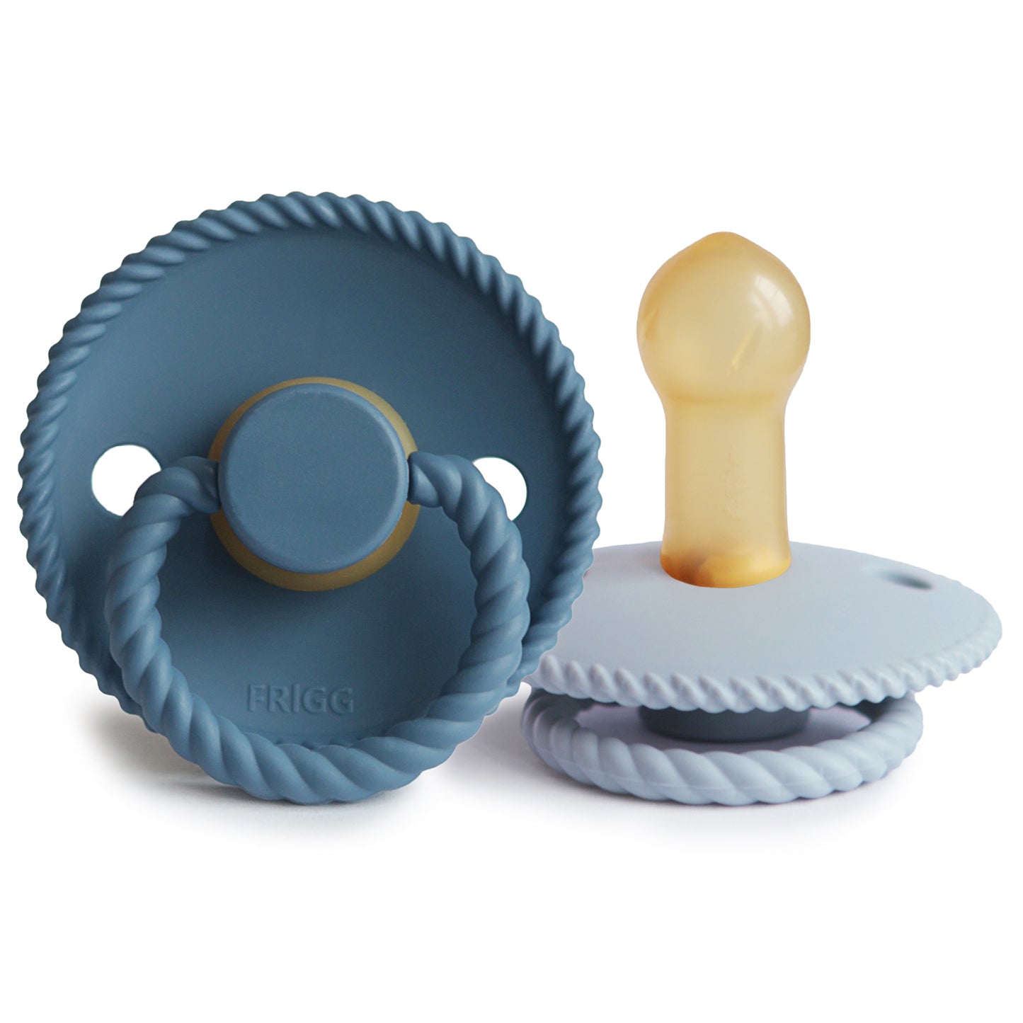 FRIGG Rope Natural Rubber Pacifier 2-Pack (Powder Blue/Ocean View)