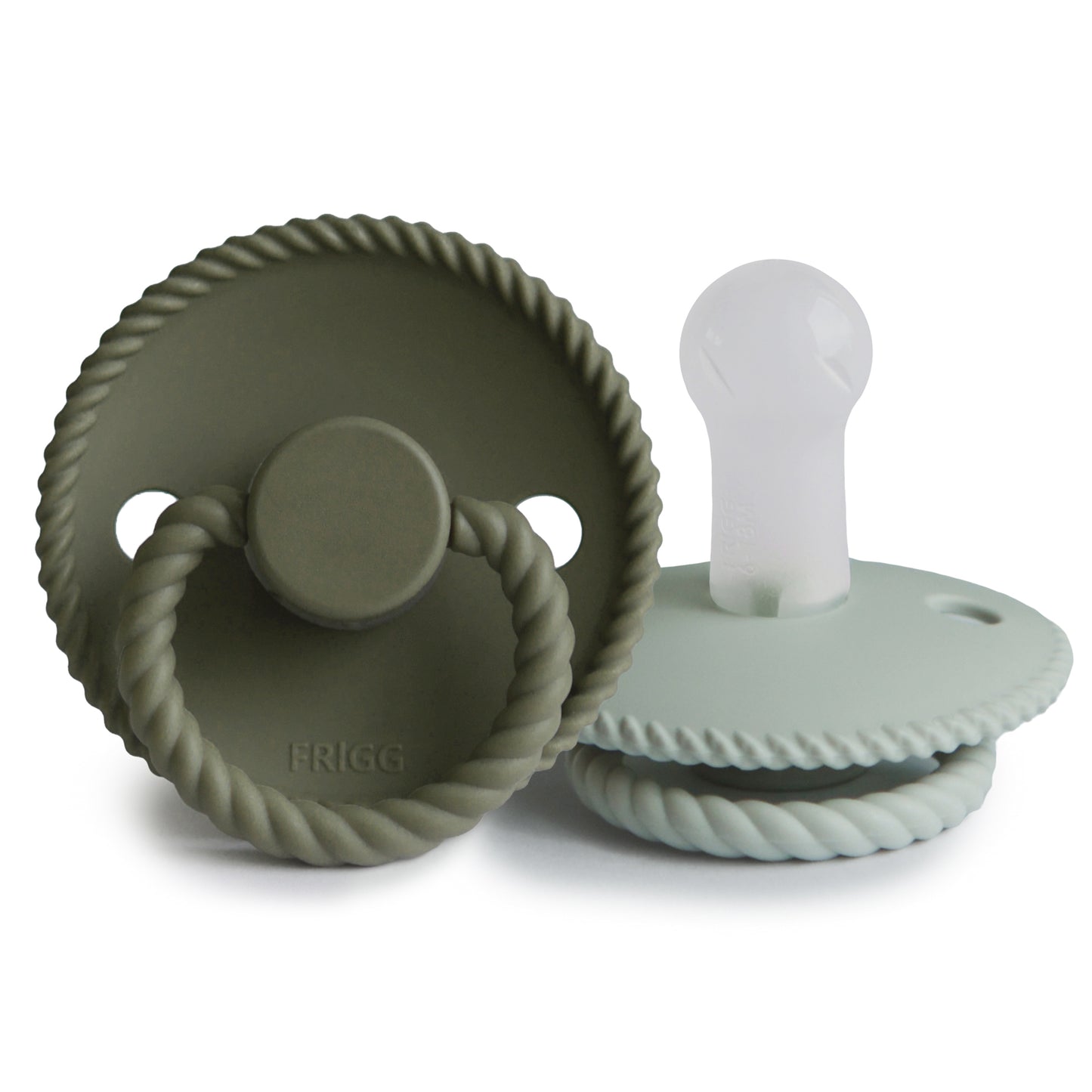 FRIGG Rope Silicone Baby Pacifier 2-Pack (Olive/Sage)