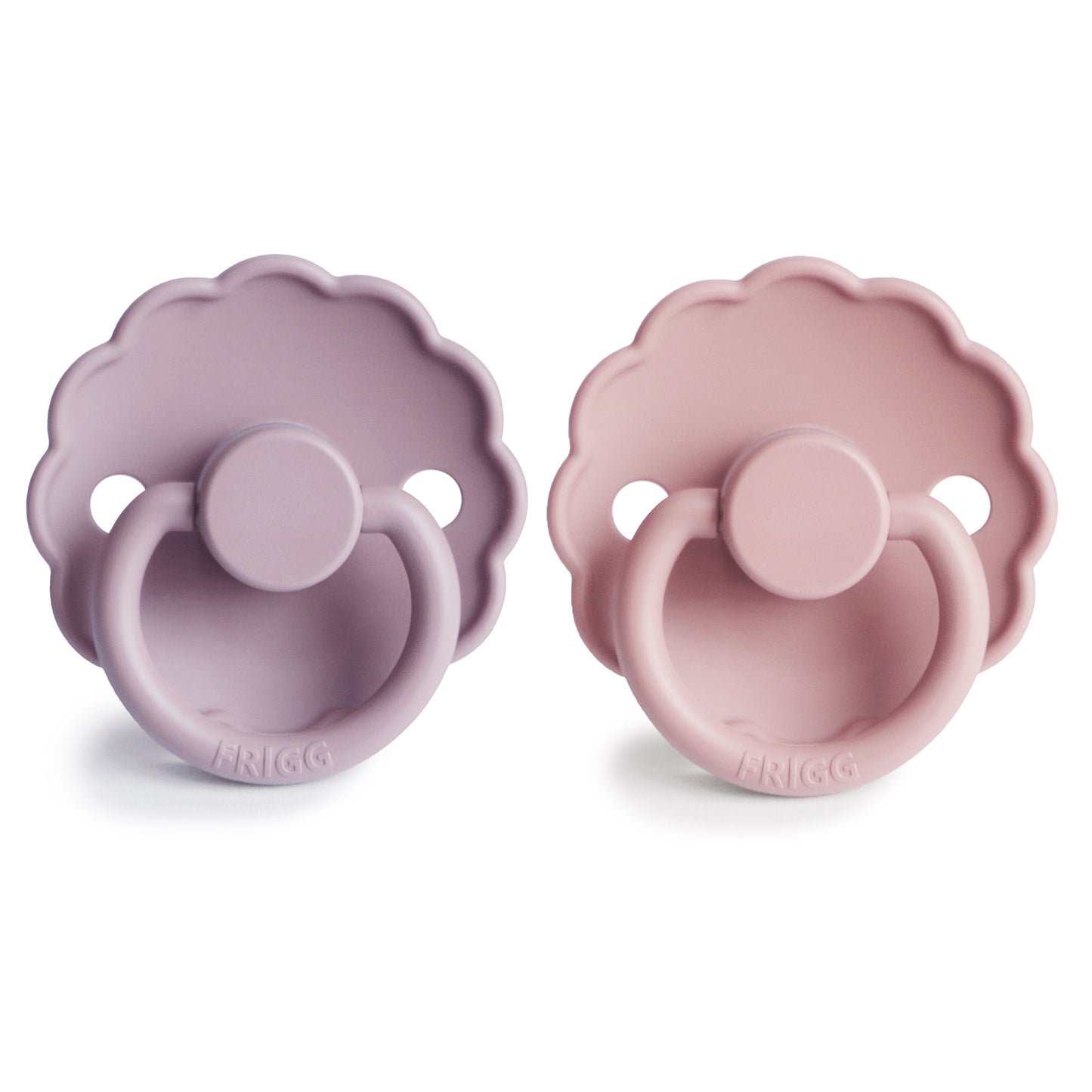 FRIGG Daisy Silicone Pacifier 2-Pack (Baby Pink/Soft Lilac)