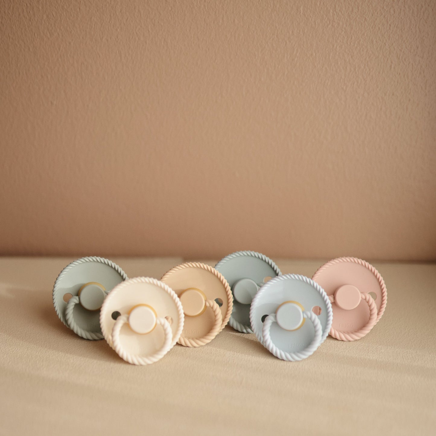 FRIGG Rope Silicone Baby Pacifier 2-Pack (Blush/Cream)