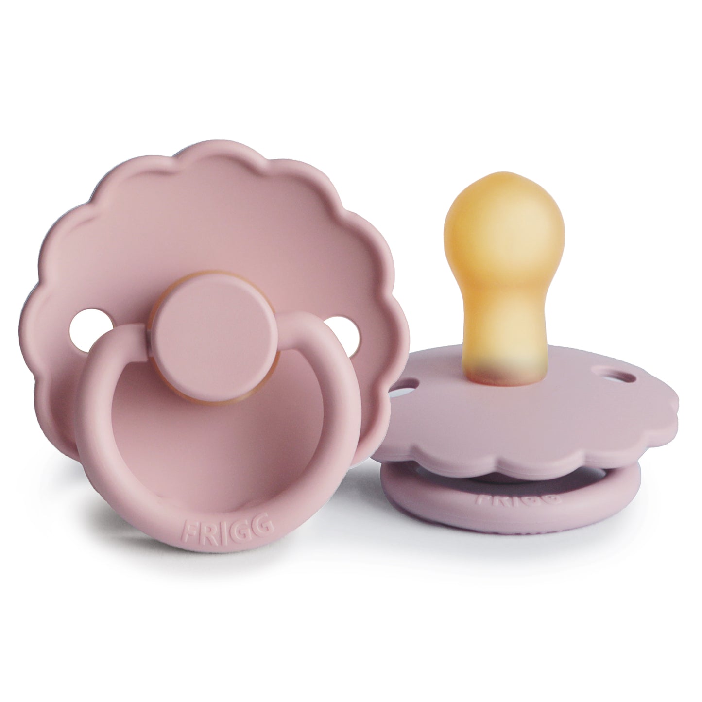 FRIGG Daisy Natural Rubber Pacifier 2-Pack (Baby Pink/Soft Lilac)