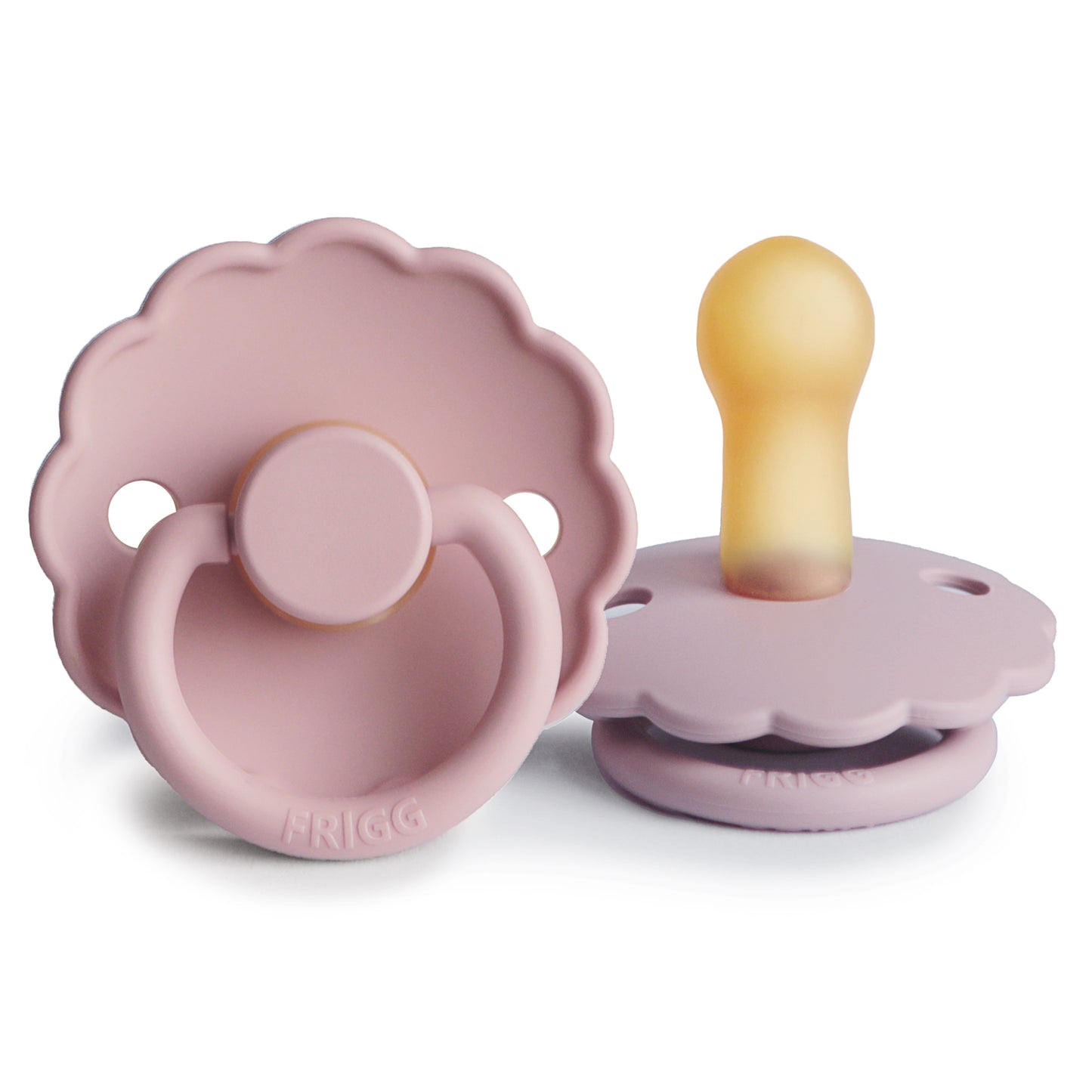 FRIGG Daisy Natural Rubber Pacifier 2-Pack (Baby Pink/Soft Lilac)