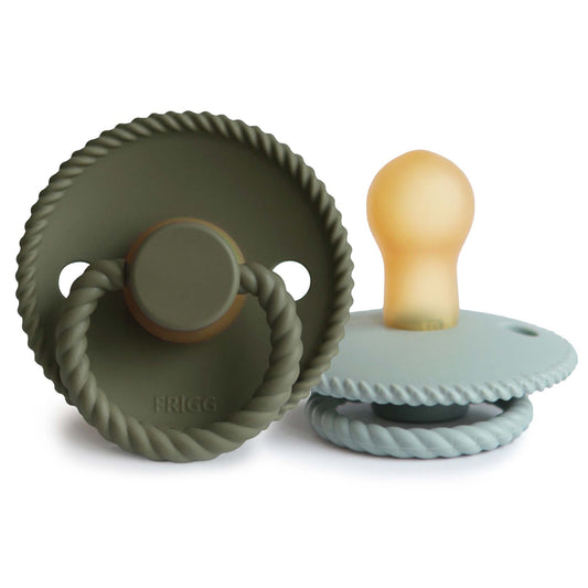 FRIGG Rope Natural Rubber Pacifier 2-Pack (Olive/Sage)