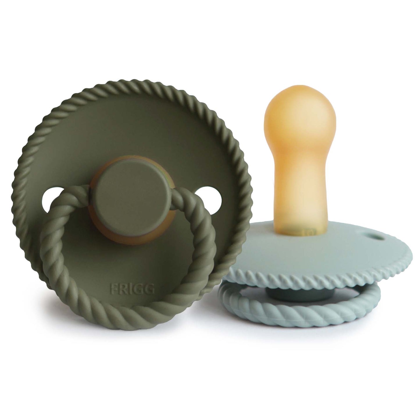 FRIGG Rope Natural Rubber Pacifier 2-Pack (Olive/Sage)