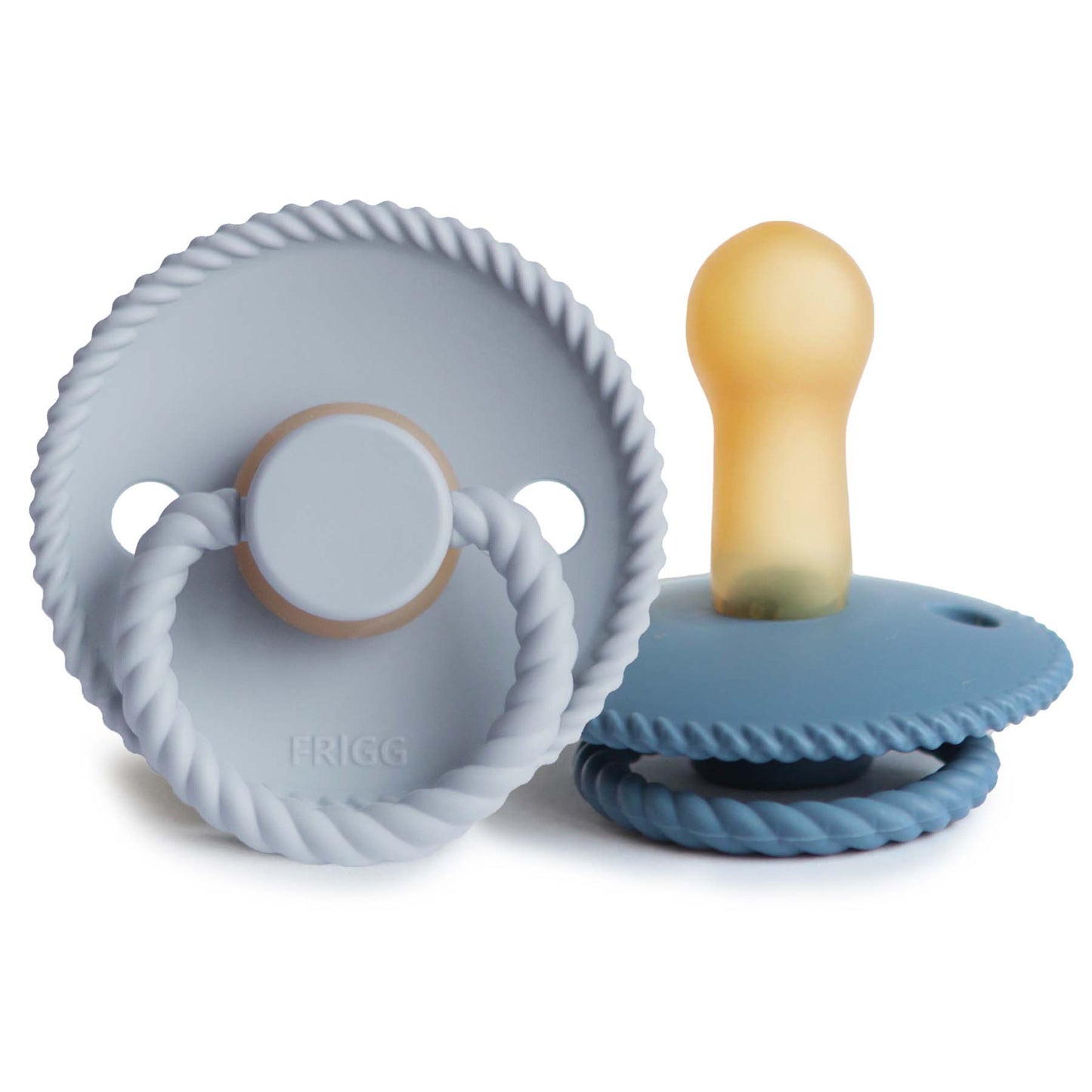 FRIGG Rope Natural Rubber Pacifier 2-Pack (Powder Blue/Ocean View)